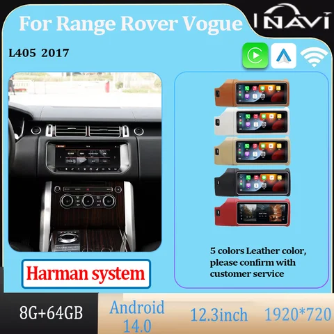 12,3-дюймовый экран с поддержкой CarPlay для Land Rover Range Vogue L405 2013-2017 годов выпуска, мультимедийный плеер, панель управления кондиционером.