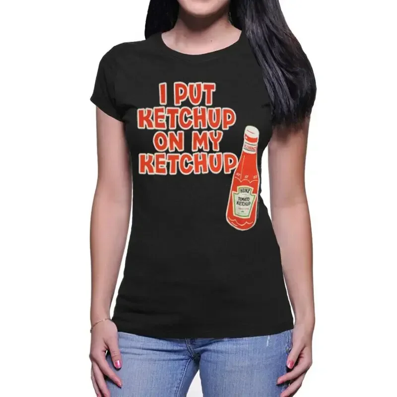 Camiseta negra para mujer Juniors Heinz Company comercial I Put Ketchup en mi Ketchup