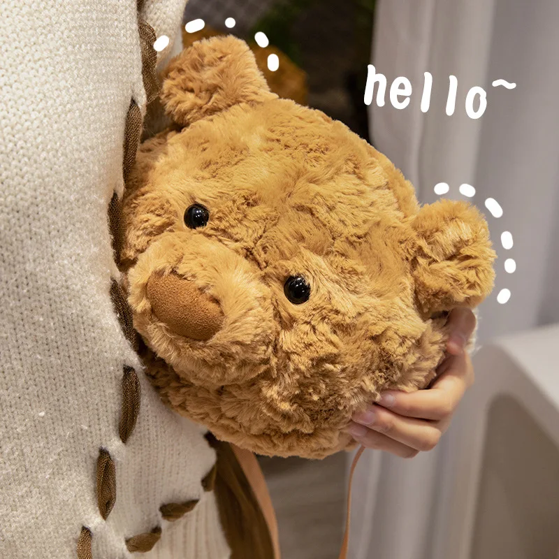 Cute Bear Animal Kawaii Stuffed Backpack Plush Shoulder Bag For Children Kids Cartoon Messenger Bags Plush Purses