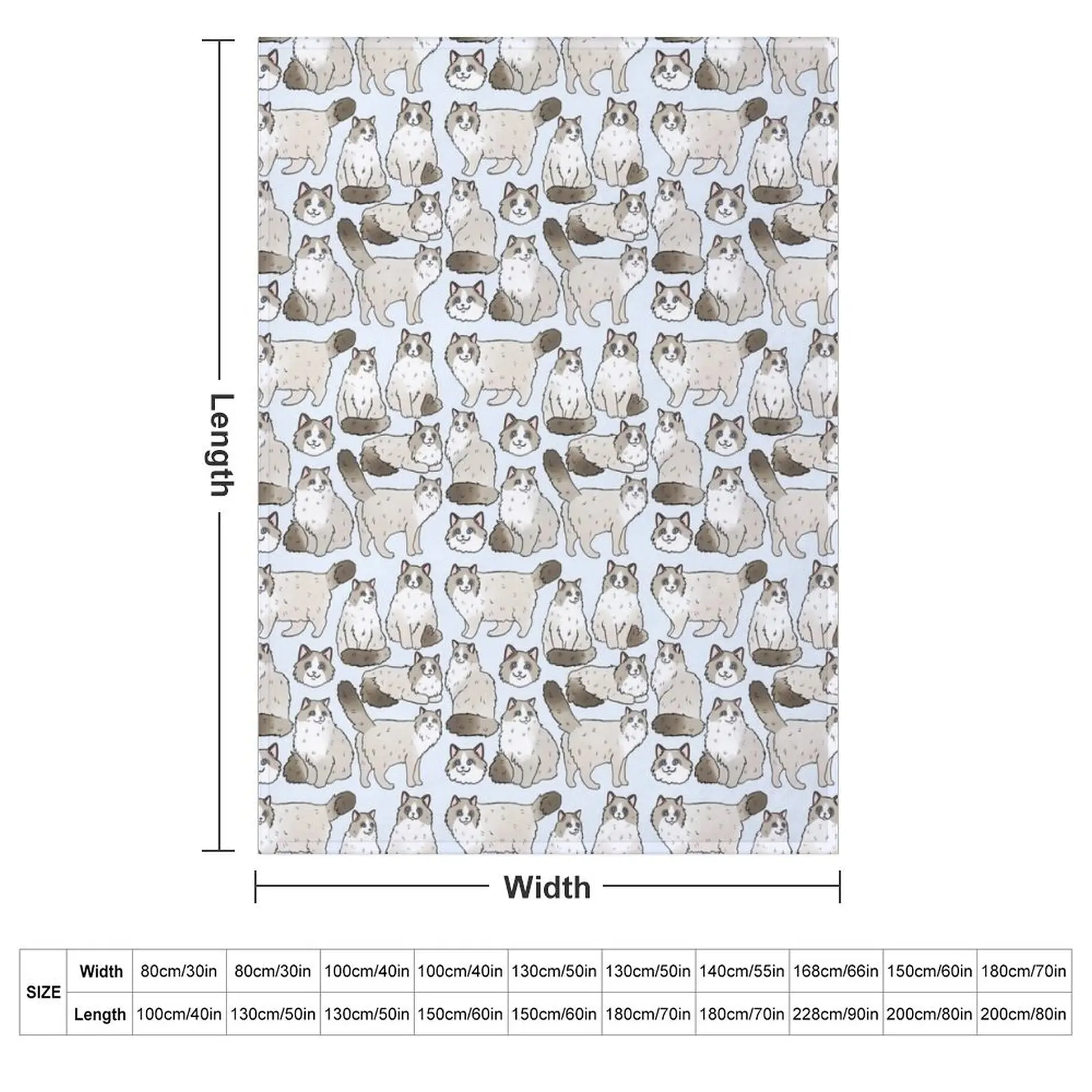 Ragdoll cute cat pattern Throw Blanket Soft Flannel Designers Fashion Sofas christmas decoration Luxury Designer Blankets