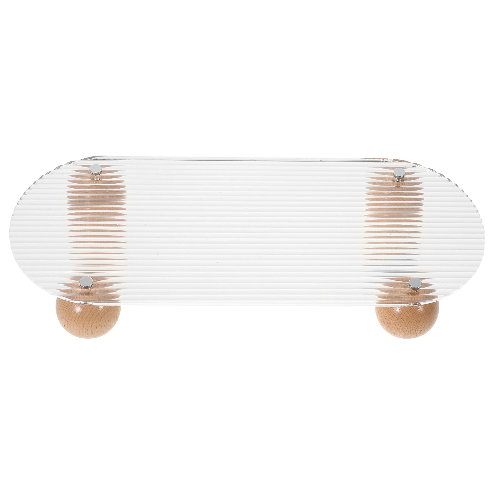 

Wooden Ball Acrylic Tray Storage Rack Bathroom Organizer Premium Material Striped Design Easy Install Gift
