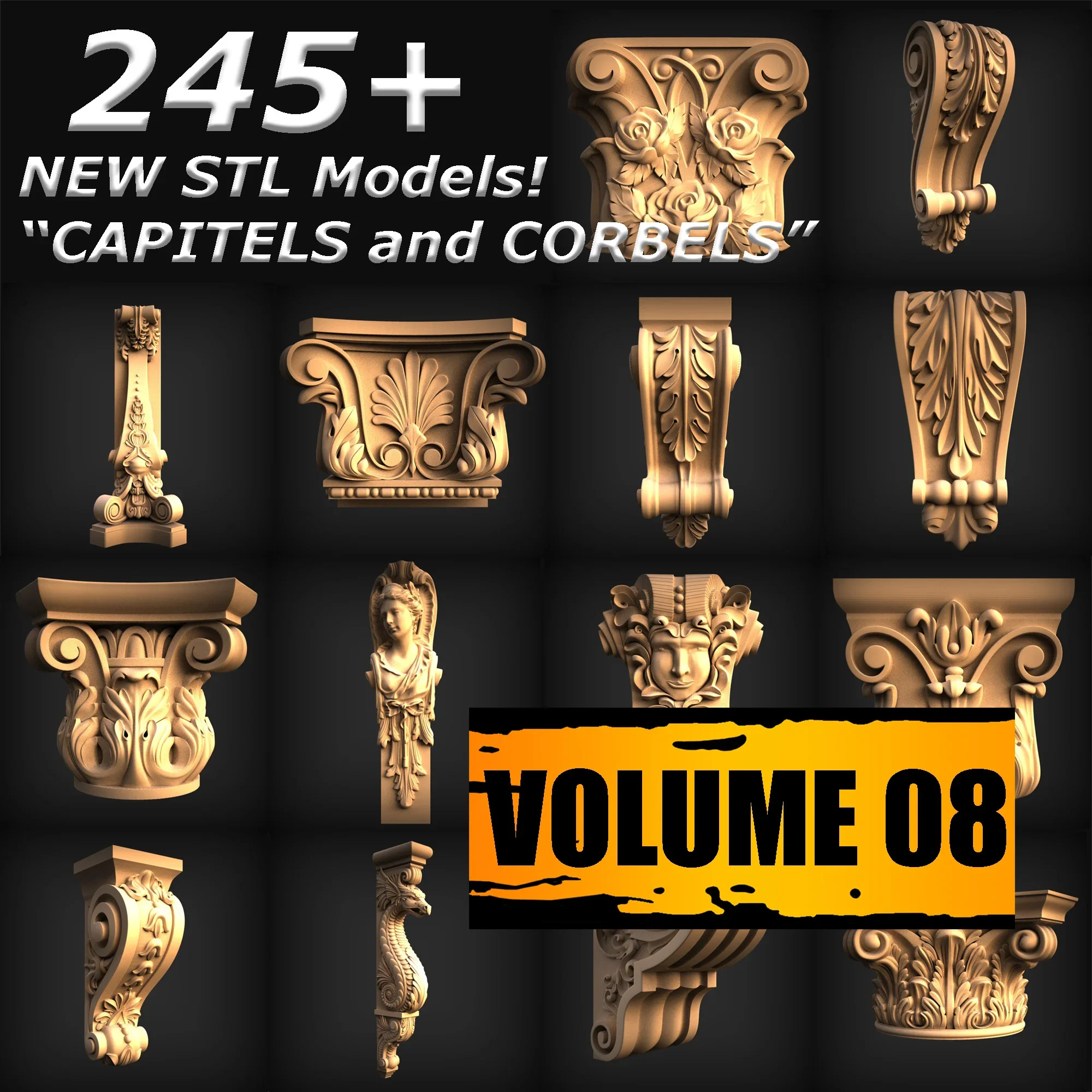 

245+ Corbel STL and Capitel STL collection of 3D models for CNC routers