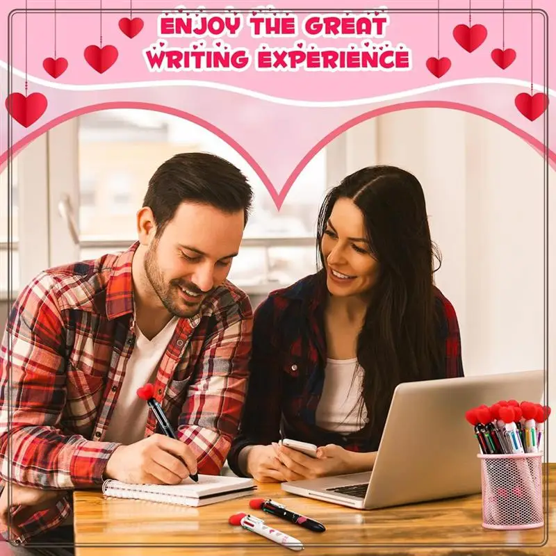 Reliable-Valentine's Day Heart Shape Pens Bulk, Retractable Ballpoint Pens For Valentine's Day Adults Women Nurse Wedding,Valent