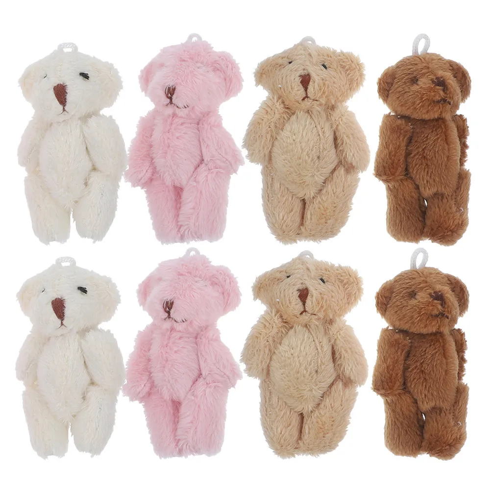 

Набор из 8 мини-брелоков-медведей (6 см) с милыми шапочками, мягкие плюшевые подвески для украшения на Рождество, День Благодарения, День рождения, подарок