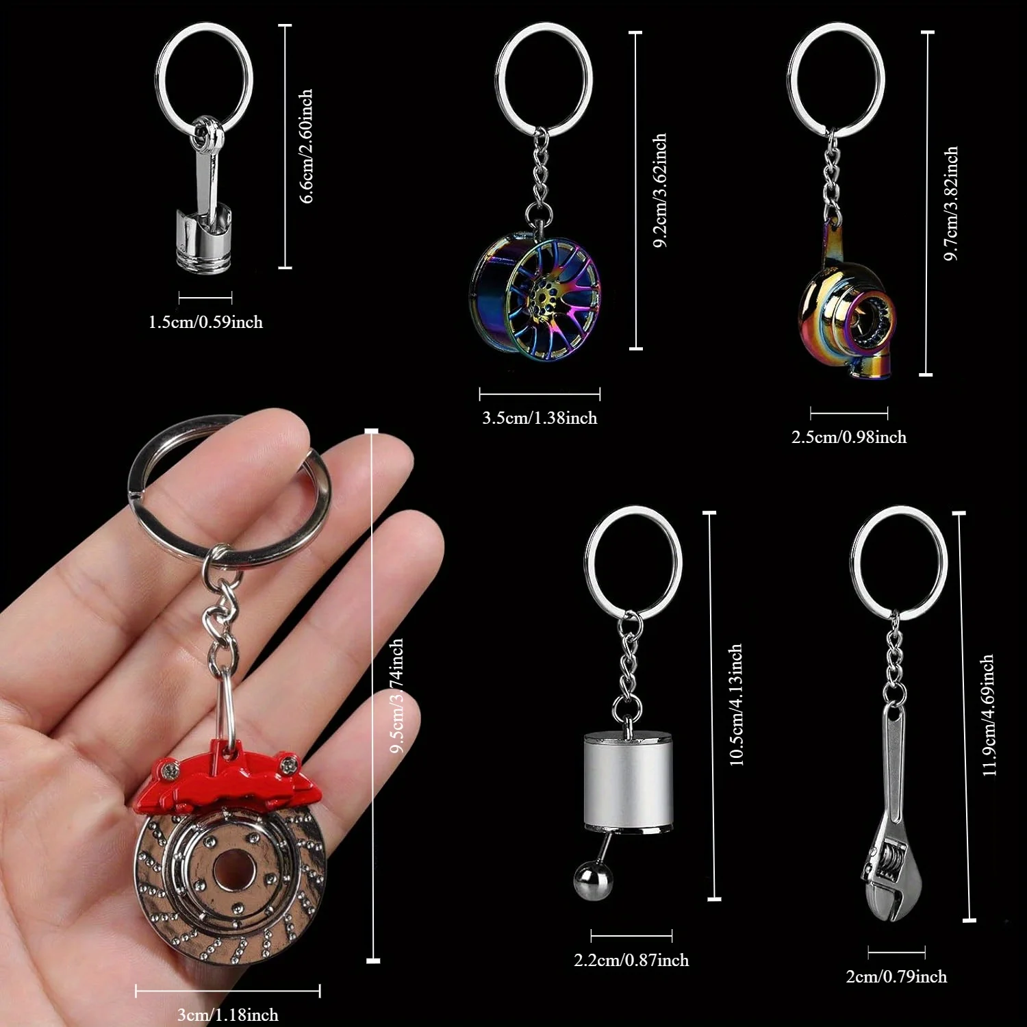 Creative Metal Car Accessories Keychain Zinc Alloy Turbo Gearbox Hub Brake Disc Pendant KeyRing for Men's Dad Birthday Gift