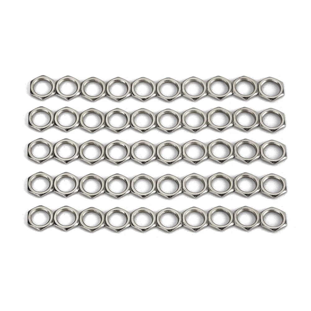 

50 Pcs Zinc Alloy Fine Tooth Nut Light Nut Thin Nut 8mm for Instrument Guitar Bass Socket Jack (Silver)