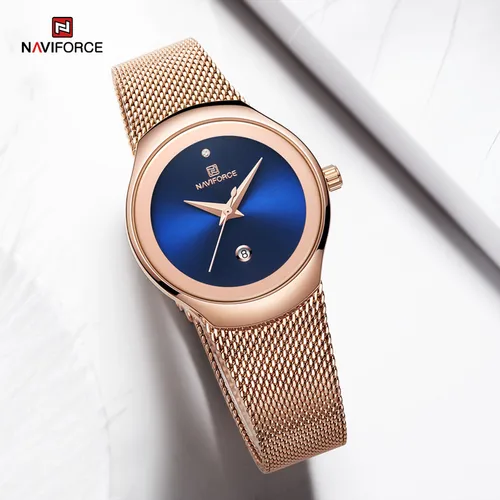 Imagen 2 del producto NAVIFORCE, relojes impermeables para mujer, pulsera de vestir, reloj con calendario de cuarzo, reloj de pulsera elegante de acero inoxidable, reloj femenino