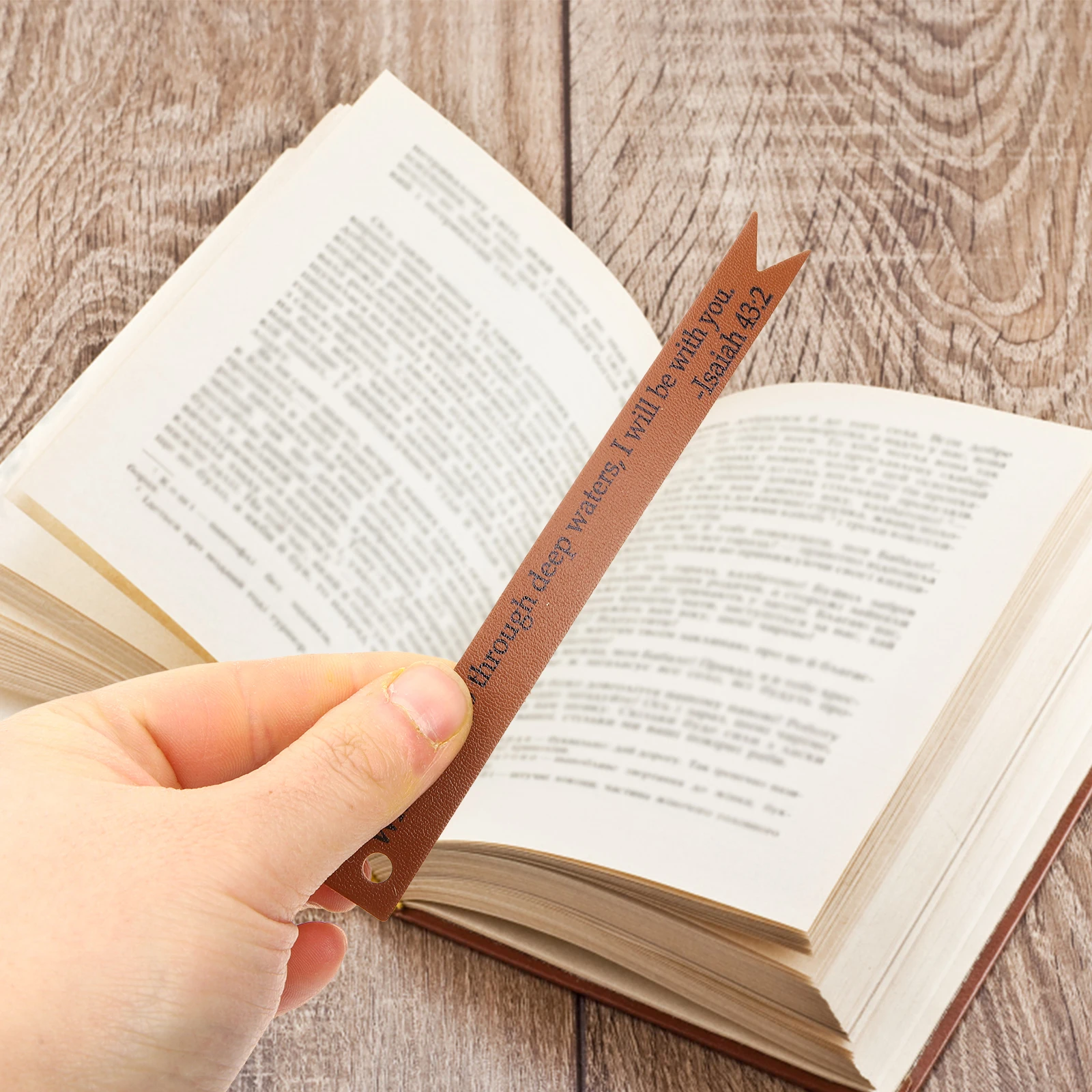 

6pcs Bookmarks Corner Page Markers Christian Gifts Brown PU Study Page Markers Tools for Students