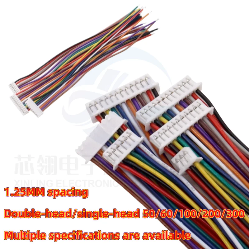 

10pcs/lot 1.25mm terminal wire spacing 1.25mm 28awg single/double head color electronic wire connection wire 2P-12P