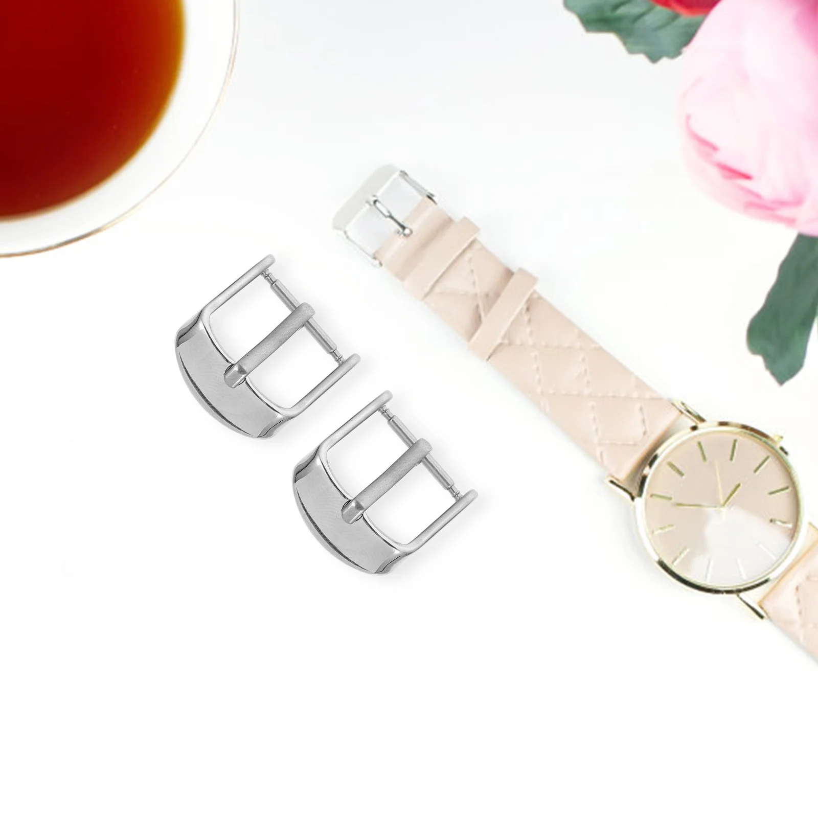 

2Pcs Stainless Steel Watch Strap Buckle Replacement Durable Band Buckle Professional Repair Clasp Watch Buckles