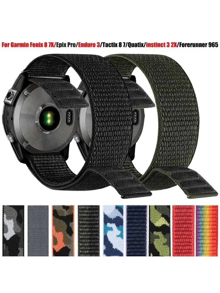 26mm 22mm Klettverschluss Nylon Uhrenarmband für Garmin Fenix 8 E 7 7X 6X Pro/Enduro 3 2/Epix Pro/Instinct 3 2X Schnellverschluss-Armband