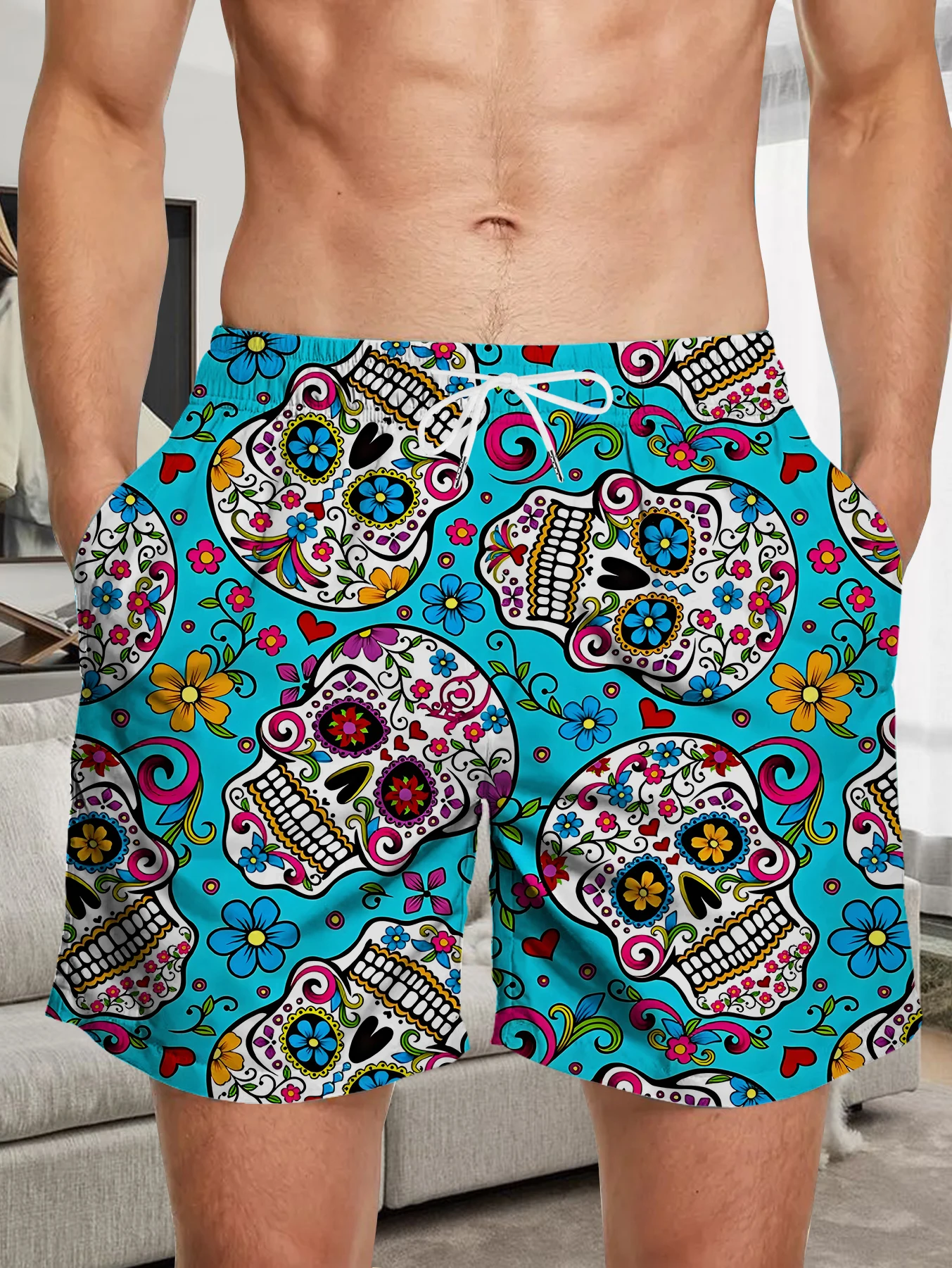 

Holiday Beach Shorts Men Digital All Over Print Quick Dry Polyester Lounge Pants