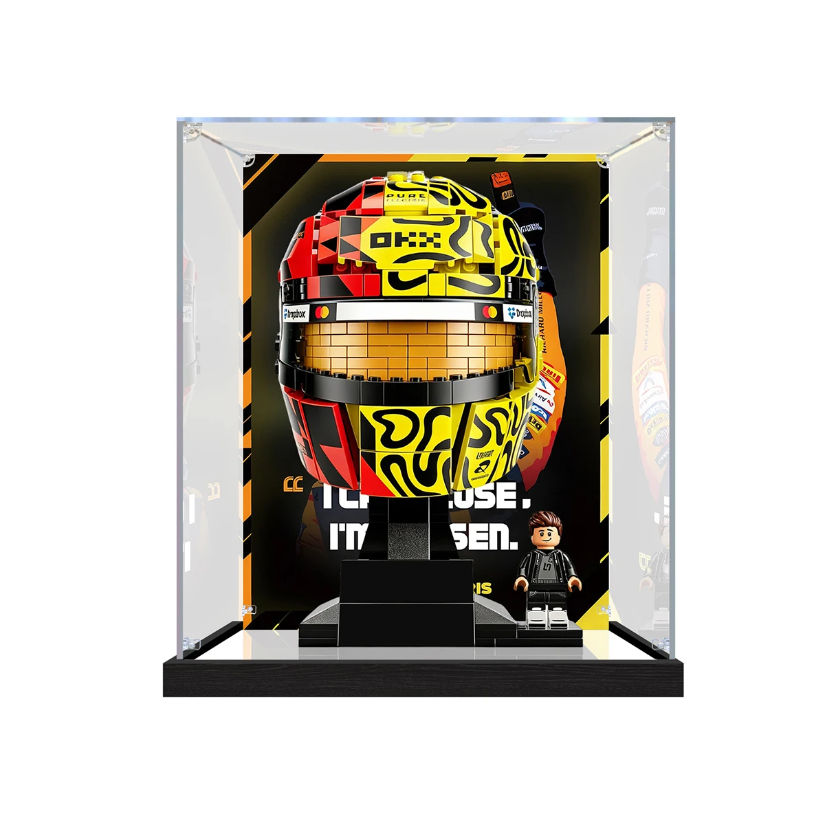 Acrylic Display Case for  43023 McLaren F1 Norris Helmet Building Blocks Dustproof Storage Organizer Display Box
