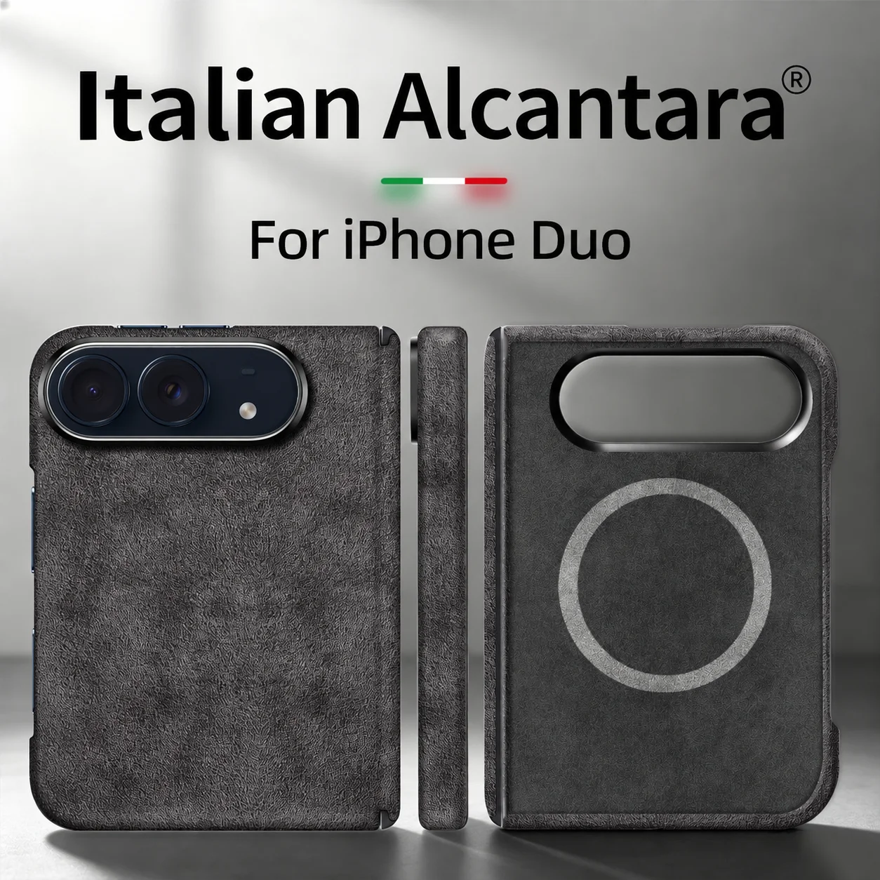 For iPhone Duo 100% Real ALCANTARA Magnetic Case With MagSafe Supercar Same Suede Luxury Leather Cover For iPhone Duo