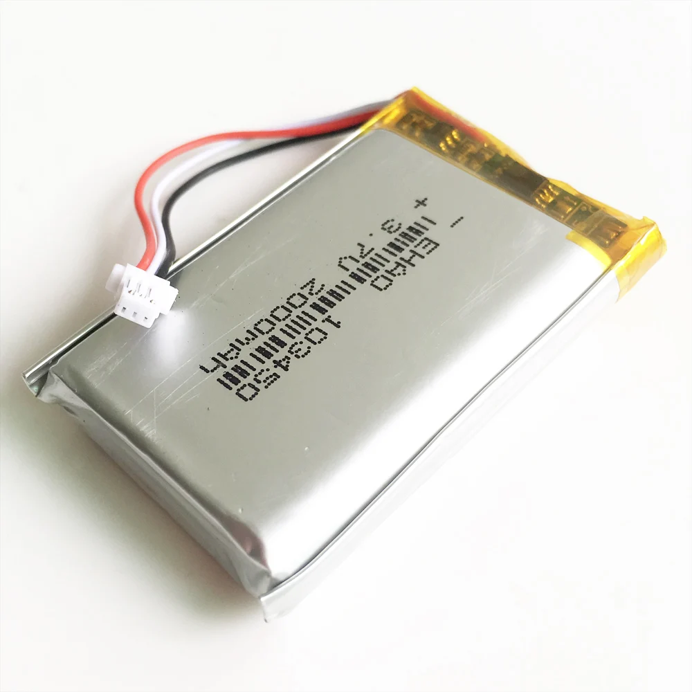 3.7V 2000mAh akumulator Lipo 103450 + JST 1.0mm 3-pinowa wtyczka do rękawice rozgrzewające aparatu nawigacja GPS zestaw słuchawkowy Bluetooth