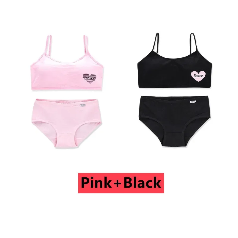 2Sets/Lot Young Girls Bra Panties Sets Wireless Training Teenage Lingerie Kids Sport 8-14Years