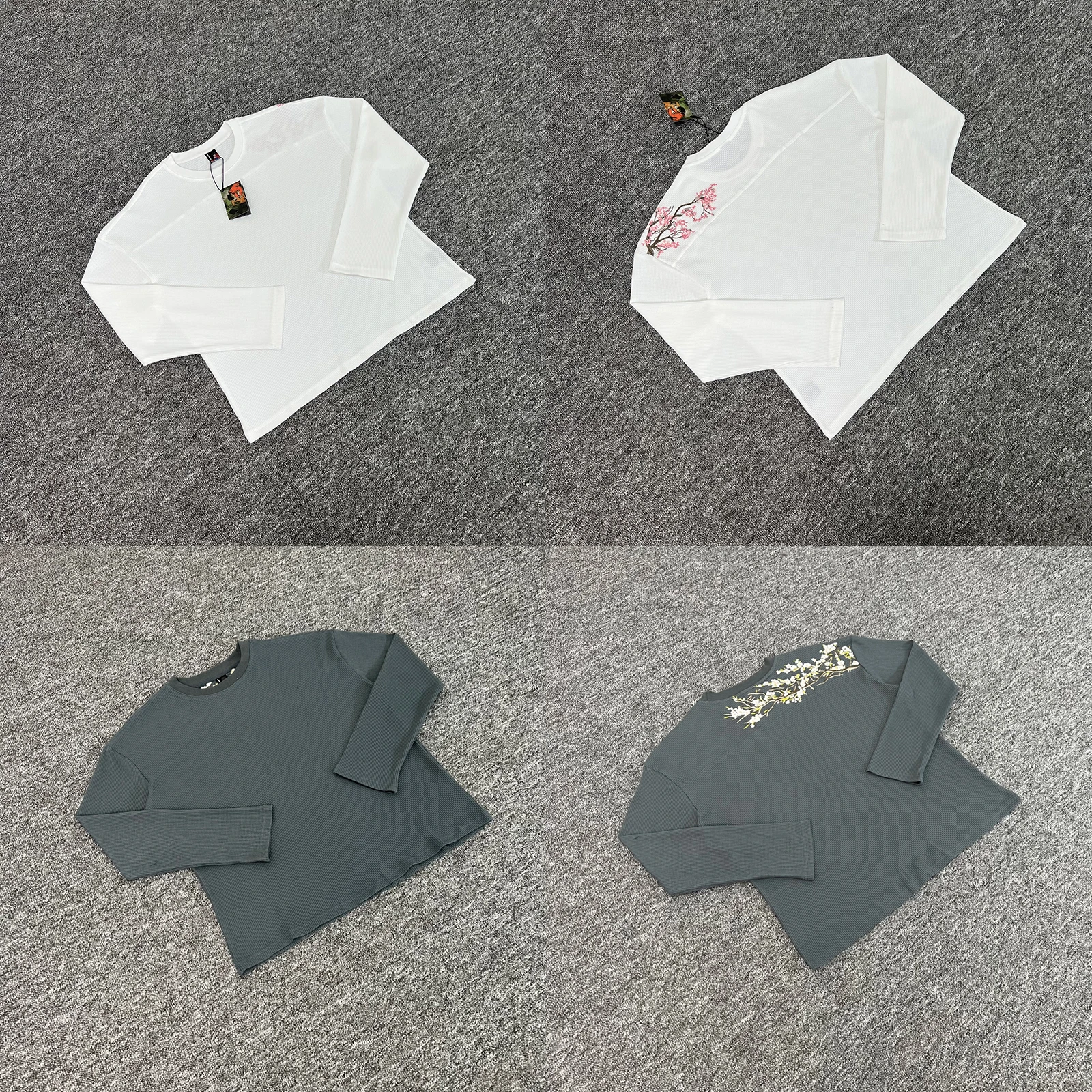 

High Quality Derschutze Waffle Long Sleeve Fashion Men Women Vintage Casual Long Sleeve T Shirts