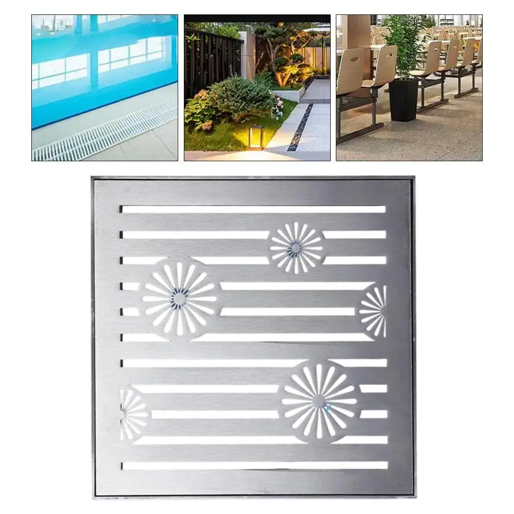 Stainless Steel Floor Drains Net Cover Square Drain Drainage Cover Channel Grate Rainwater Hair Catcher Filter Hardware Parts