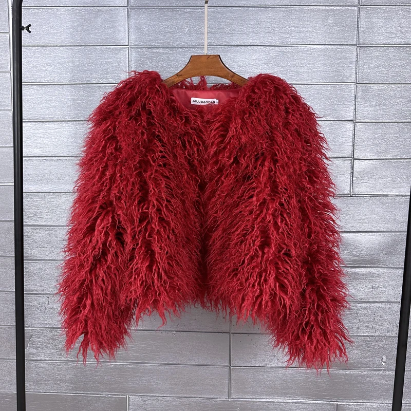 Female Fashion Pink Faux Fur Coat Short Jacket Lady Shaggy Outerwear Women\'s  Winter Coats Factory Direct Sales Promotion