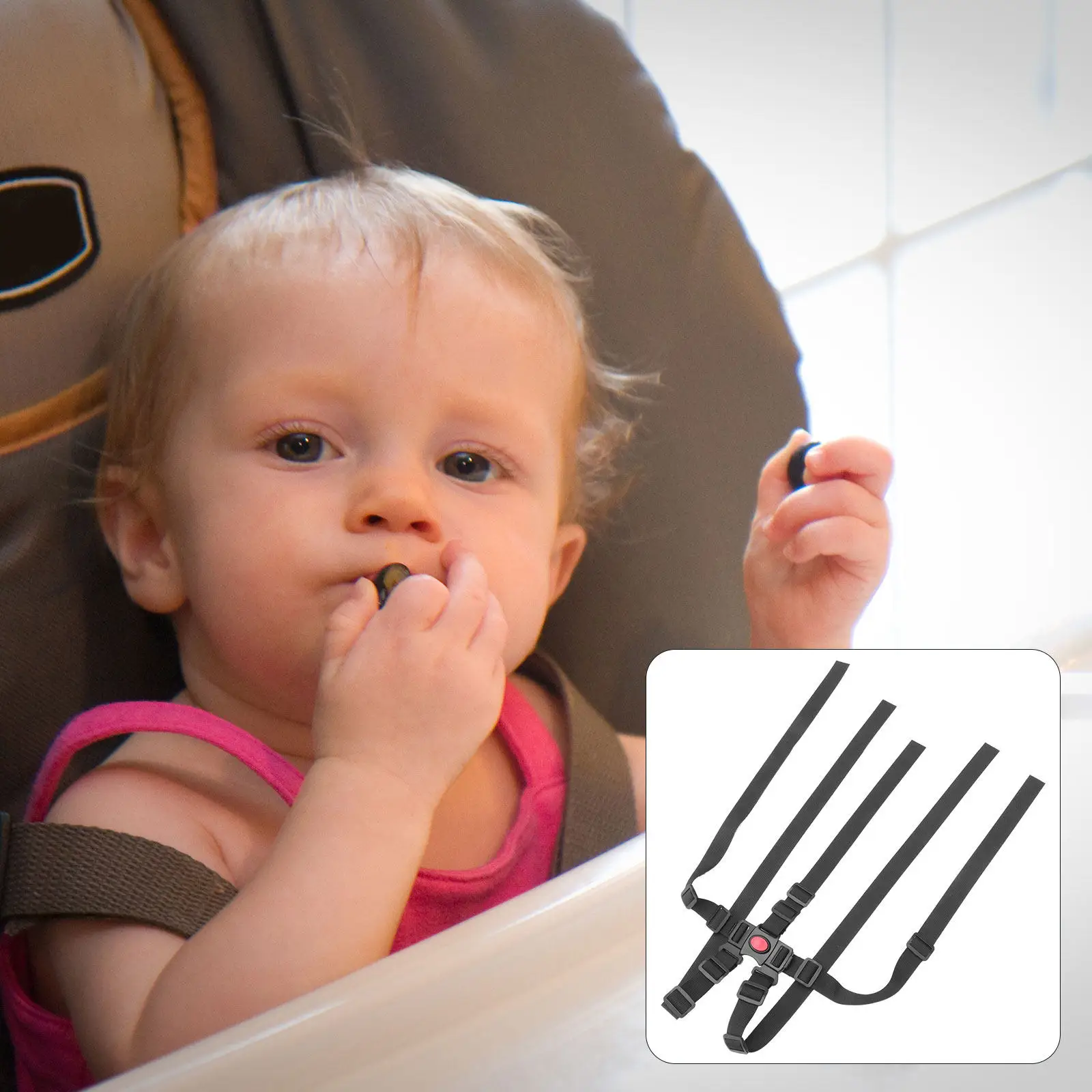 

Safety Belt for Stroller Lightweight Portable Baby 5 Point Harness Adjustable Replacement Universal Security Straps Practical