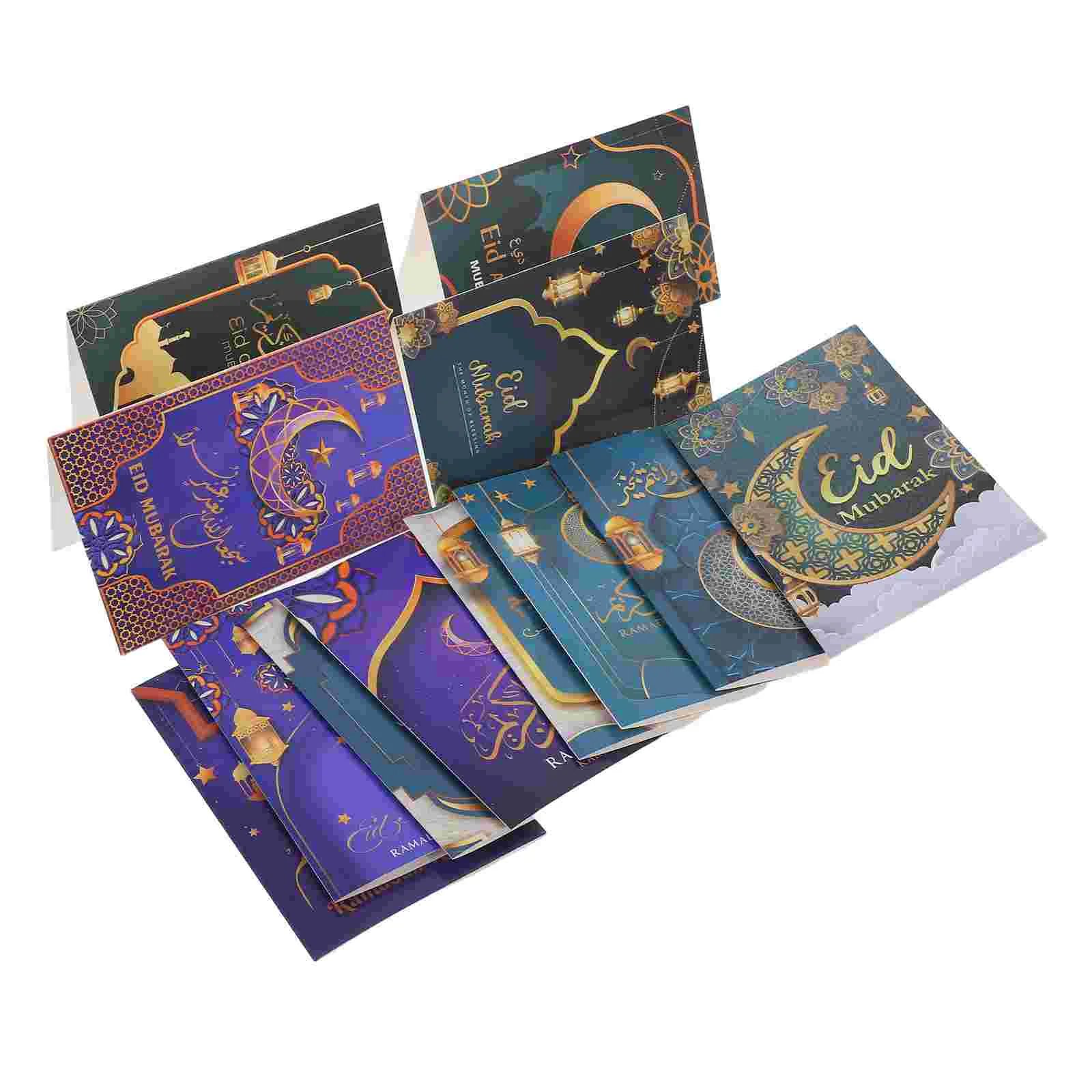 12 Set Middle East Holiday Greeting Card Eid Celebration Envelopes American Style Cards Paper Money Packet