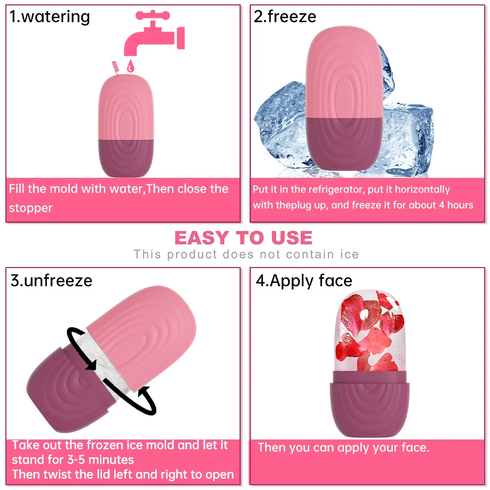 Rullo per il viso con ghiaccio in silicone, lifting di bellezza, palla di ghiaccio, massaggiatore per il viso, contorno occhi, trattamento del viso, riduce l'acne, strumento per la cura della pelle