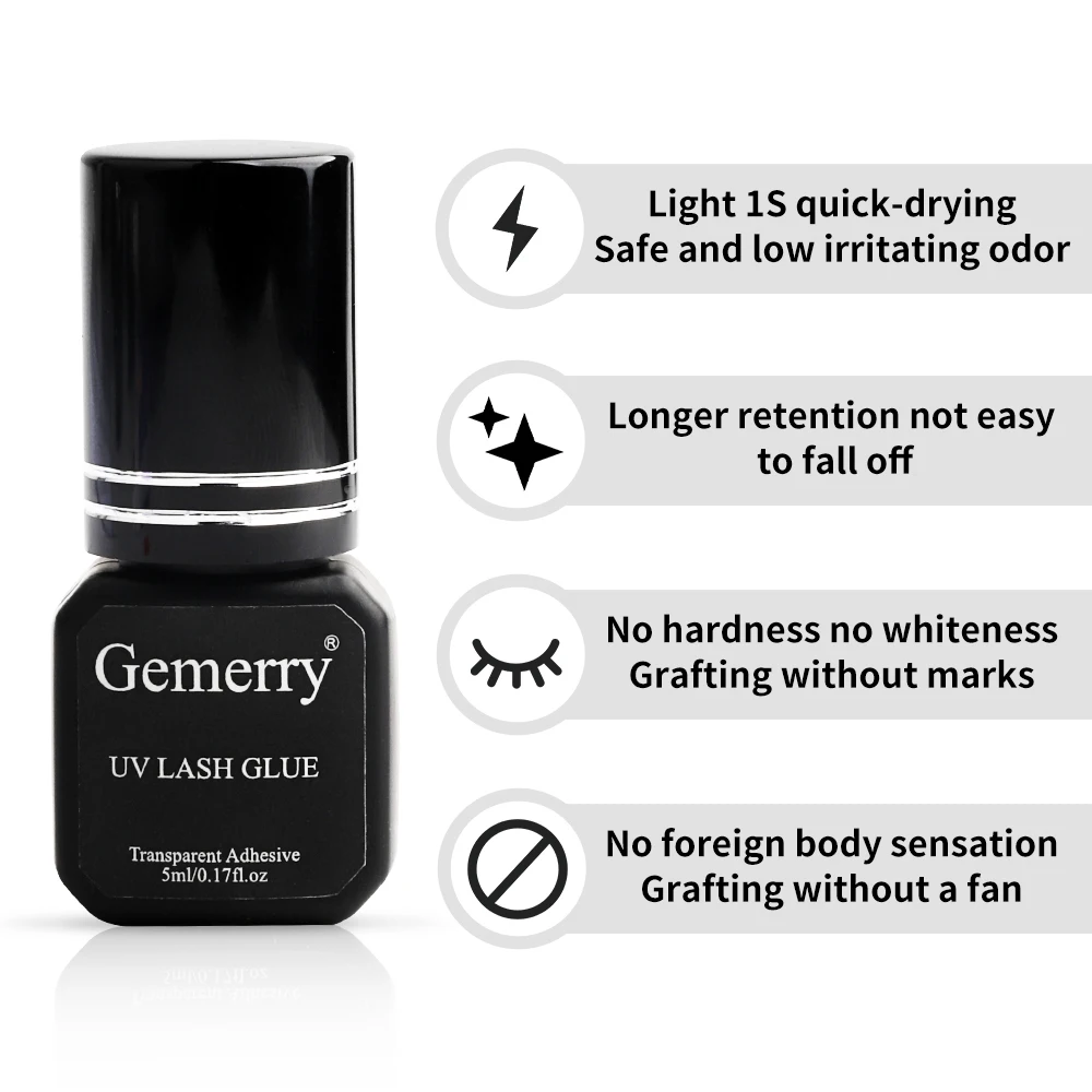 Gemerry UV Lashes Glue 1S Fast Drying Long Lasting Strong False Eye Lash Extension Glue