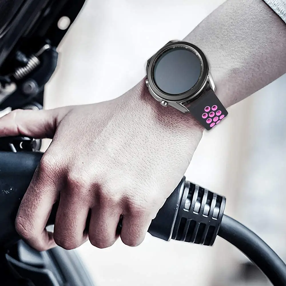 Цельный быстросъемный двухцветный силиконовый браслет с круглым отверстием, подходит для ремешков размером 20 мм/22 мм для Amazfit