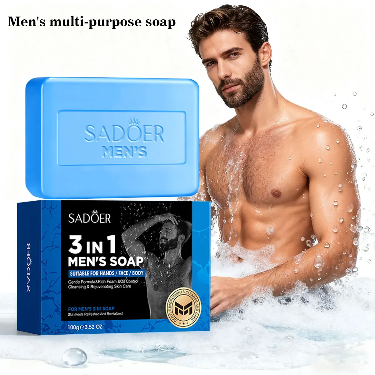 

Men'S Three In One Bath Perfume Soap Witch Hazel Aloe Moisturizing Oil Control Vegetable Essential Oil Soap Facial Cleanser Hand