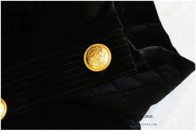 Estação europeia high-end moda magro trespassado acolchoado engrossado casaco de veludo de comprimento médio para mulheres jaquetas estilo hepburn