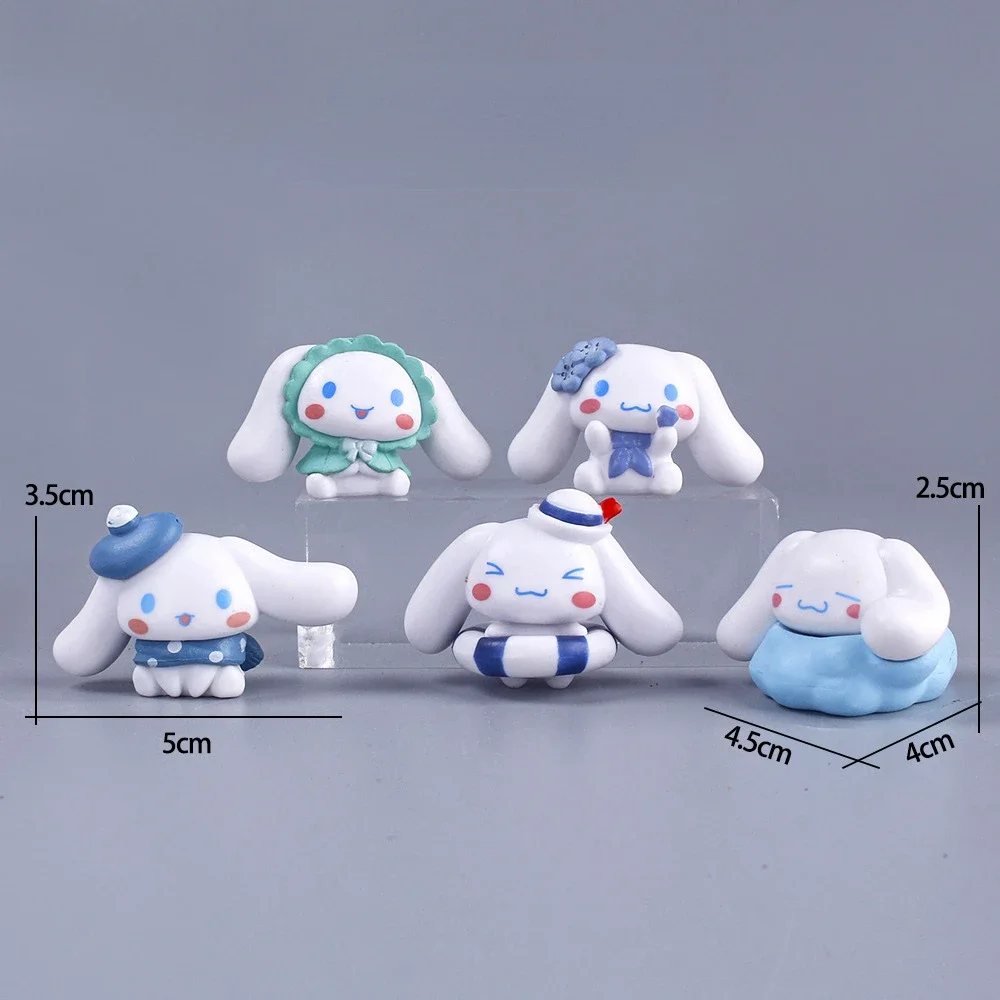 Cinnamoroll 5pcs Action Figures Set Sanrio Cartoon Peripheral Figures Personality Kawaii Tabletop Decoration Room Ornament Gift