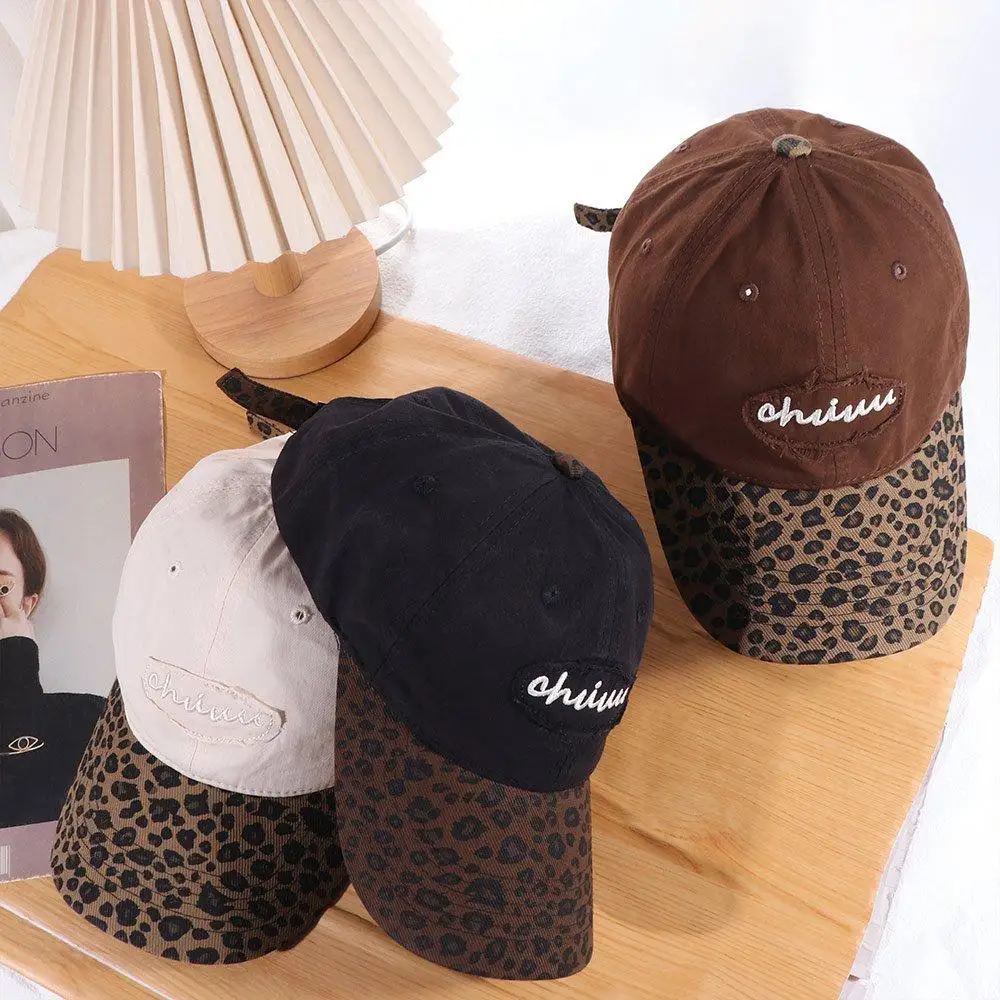 

Модная регулируемая бейсбольная кепка с леопардовым принтом, солнцезащитный козырек, повседневная бейсболка с вышивкой, хлопковая фуражка в стиле хип-хоп Y2k для подростков