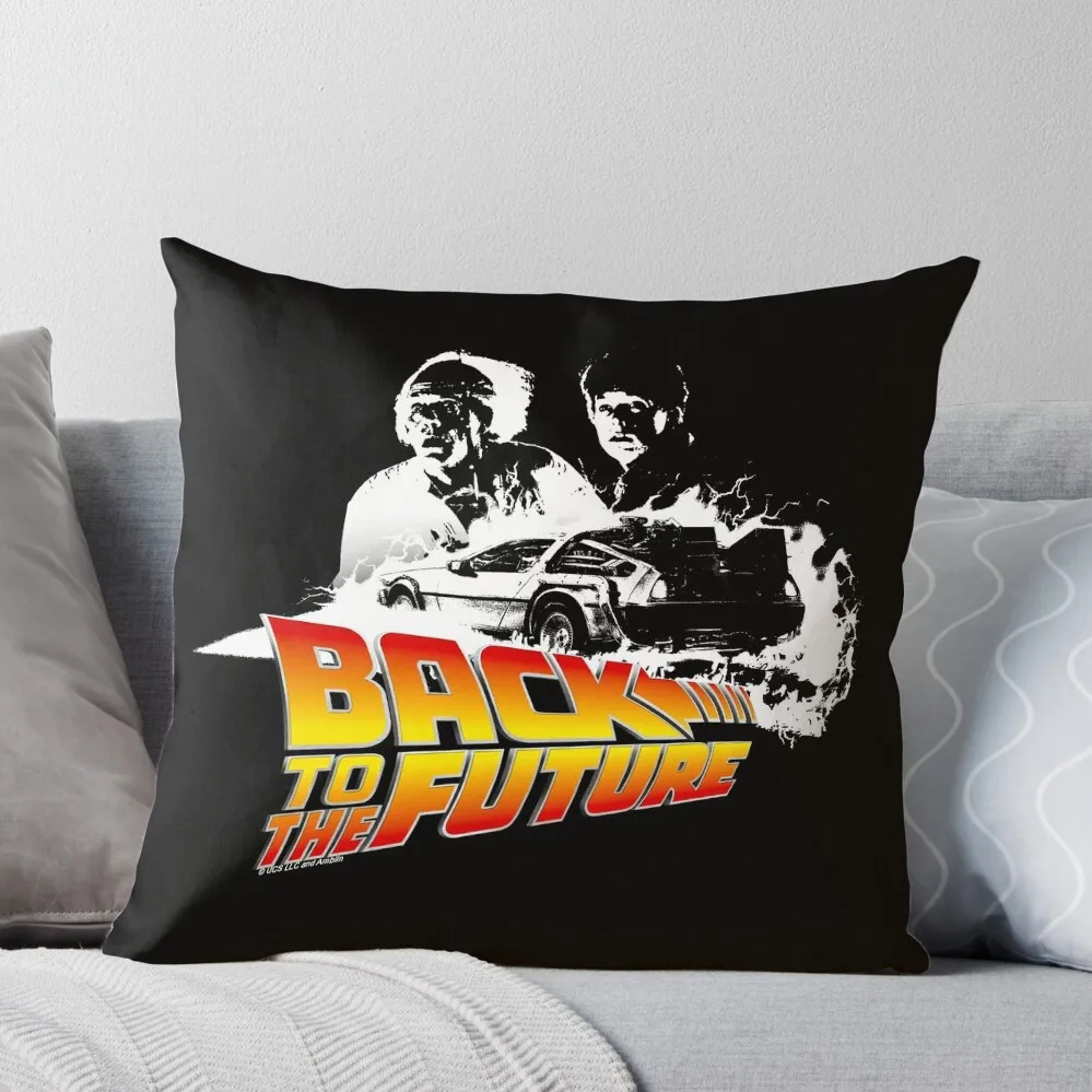 Back to the Future - DeLorean Fire Tracks, Marty and Doc Stencil Fan Art Throw Pillow Sofa Cushions Decorative Sofa Cushions