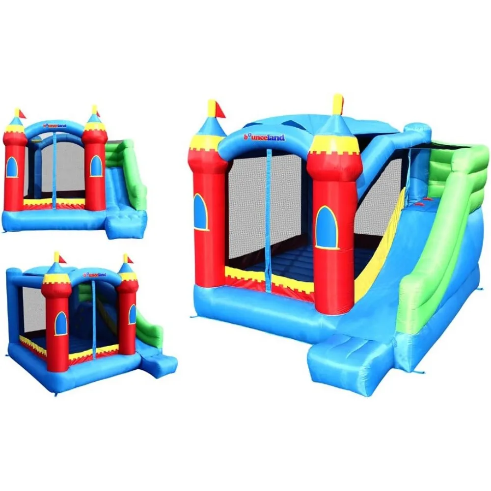 Royal Palace Inflatable Bounce House, with Long Slide, Large Bouncing Area, Basketball Hoop and Sun Roof, 13 ft x 12 ft x 9 ft