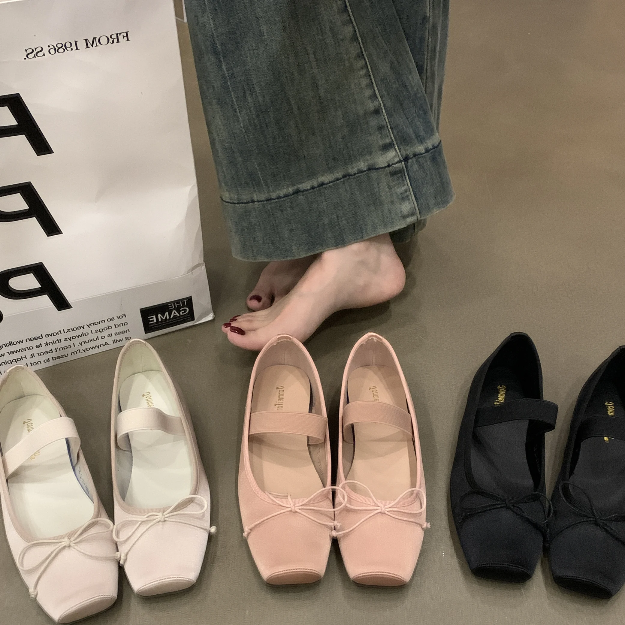 バレリーナ女性-2025-韓国靴高さの増加女性の靴エレガントなボウノット下駄プラットフォームバレエピンク-modis-ドレスバター