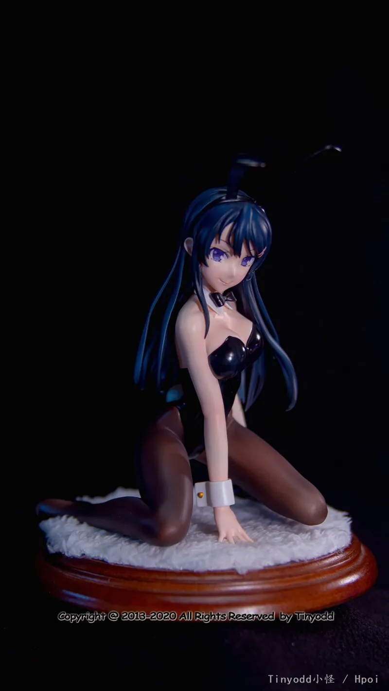 10cm Anime Figure Sakurajima Mai Sexy Bunny Girl Black Silk modello staccabile giocattolo PVC inginocchiato postura bambola regalo raccogliere ornamento