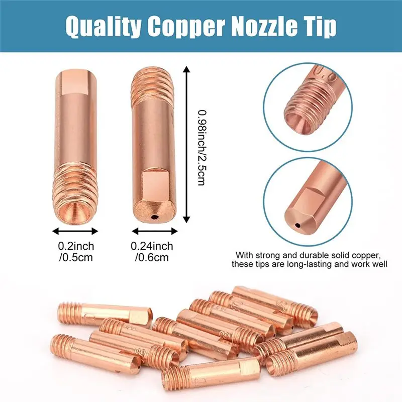 ABVG-16PCS Flux Core Gasless Nozzle Tips K3493-1 Accessory 0.030Inch Contact Tips & Gas Diffusers With Century FC90/80GL Titaniu