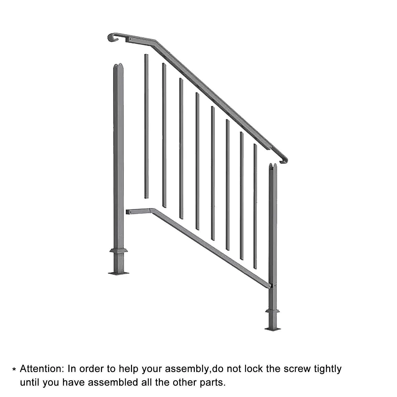 Wrought Iron Stair Handrail Stair Rail Railing Fit 3-4 Steps Handrail for Stairs