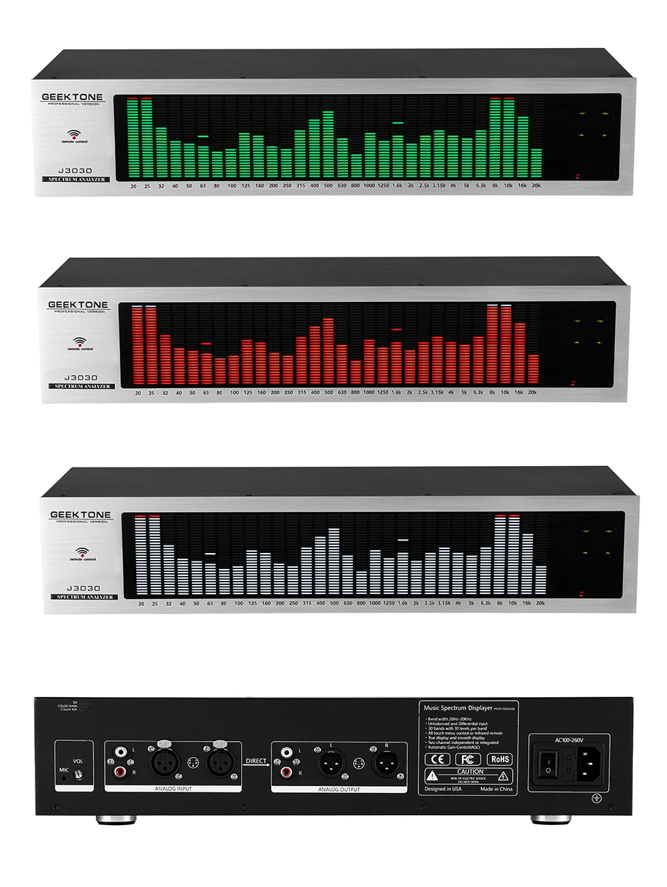 LED Musik-Spektrum Uhr – RGB Audio Analyzer 20 Se Produktbild-Vorschau 3