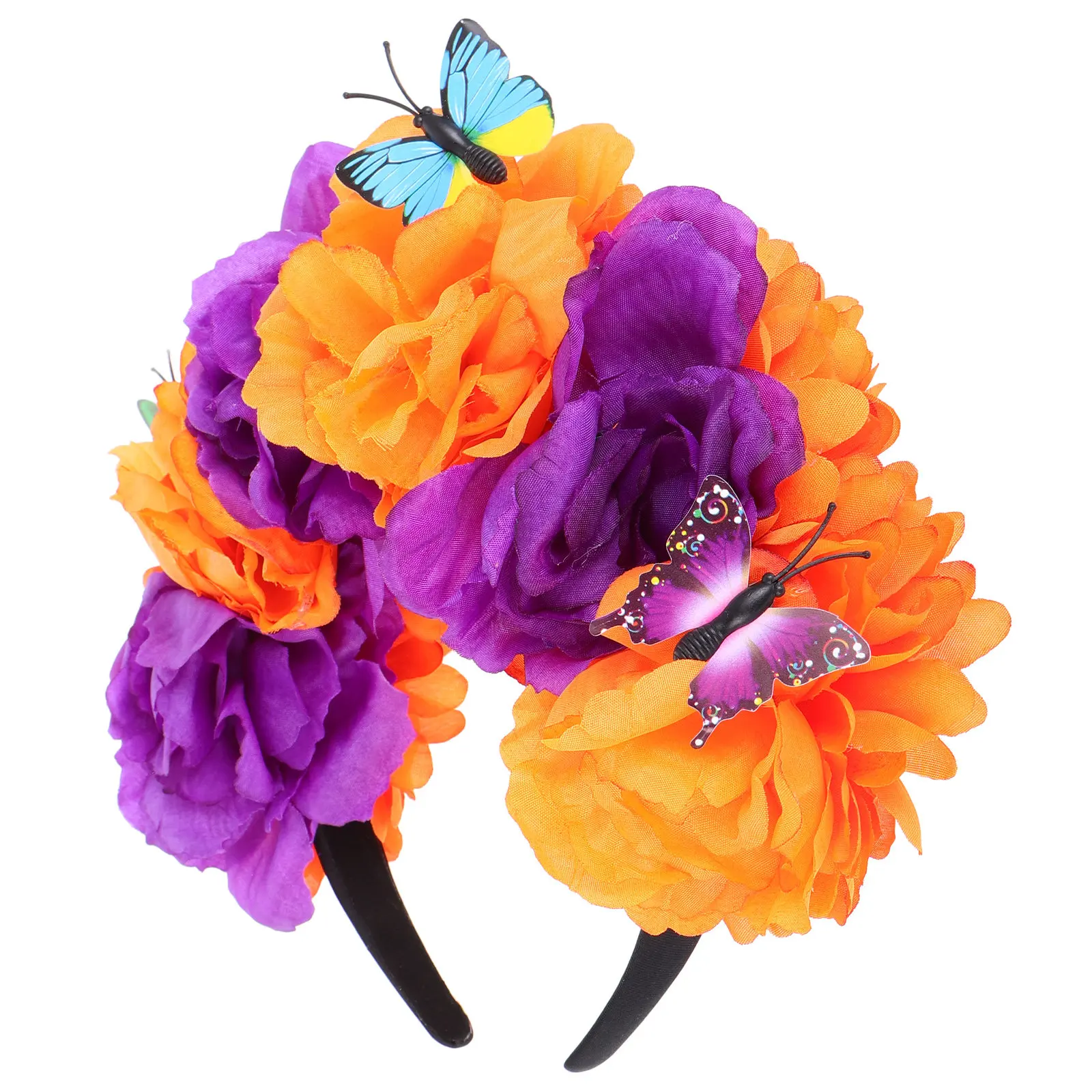 

Floral Headband for Women Mexican Style Day of Dead Flowers Crown Rose Hair Hoop Festival Costume Party Masquerade Ball Wedding