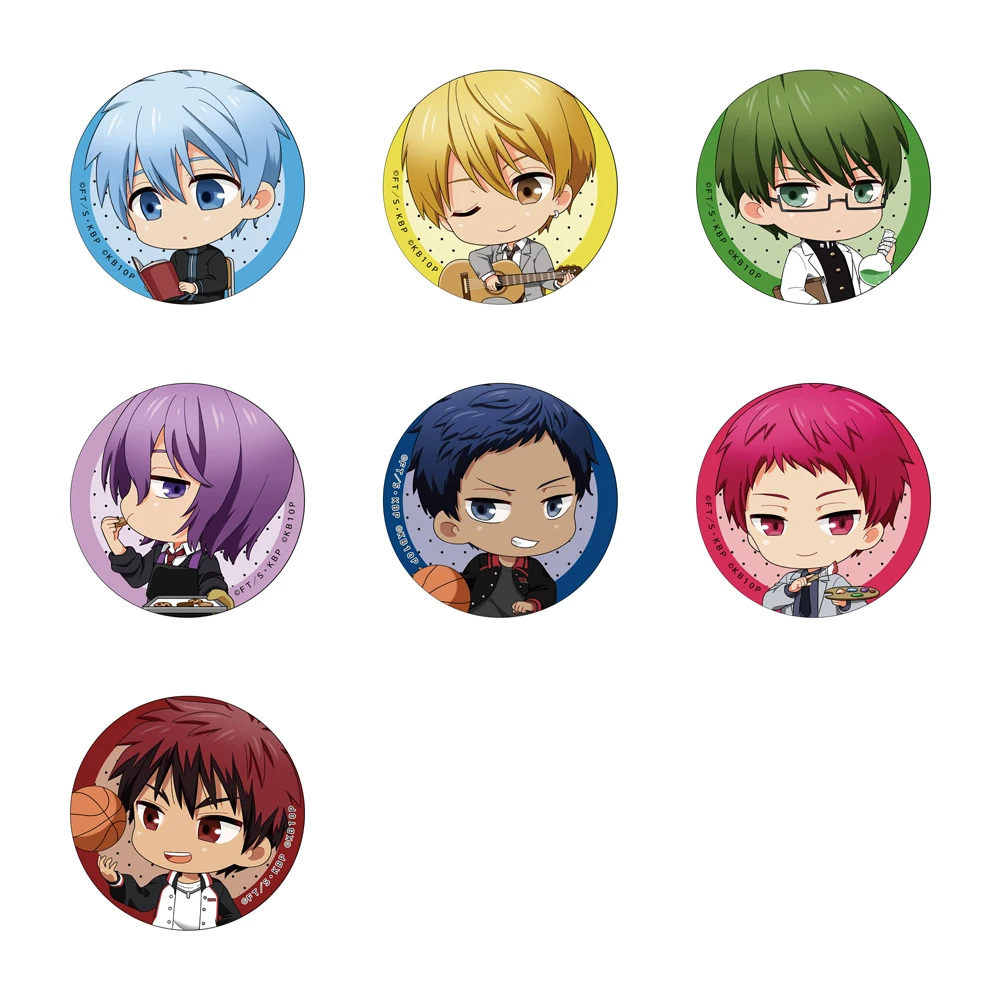 Anime Basuke Tetsuya Kagami Taiga Kise Ryota Atsushi 50mm Metal Badge Brooch Pins