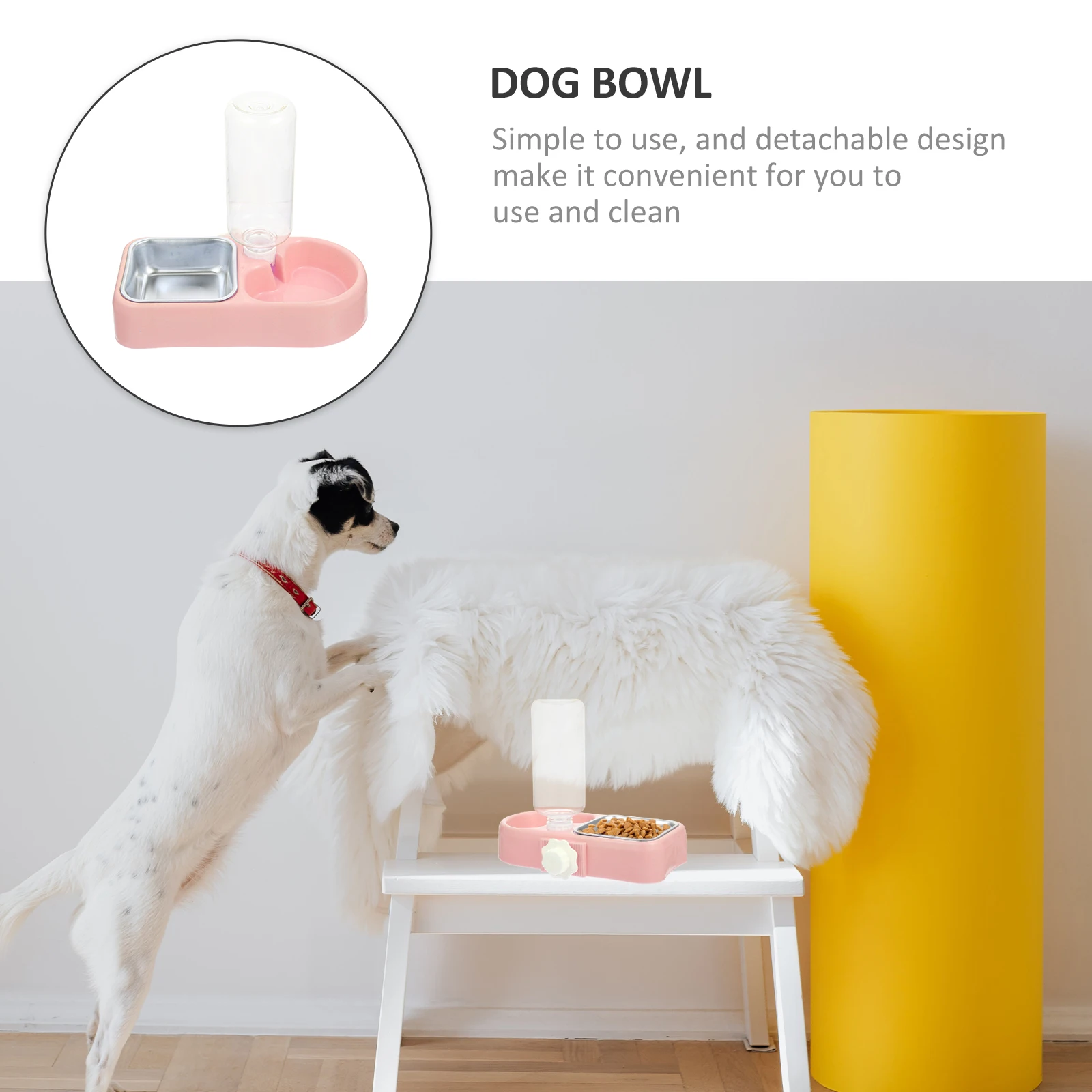 

Automatic Water Refill Pet Bowl Pink Hanging Cat Dog Bowls Bite Resistant Proof Safe Detachable Easy Food Water