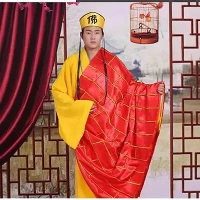 

Хэллоуин Монастический костюм для выступлений, халат монаха храма, сценический наряд, традиционная китайская одежда, древний китайский доктор