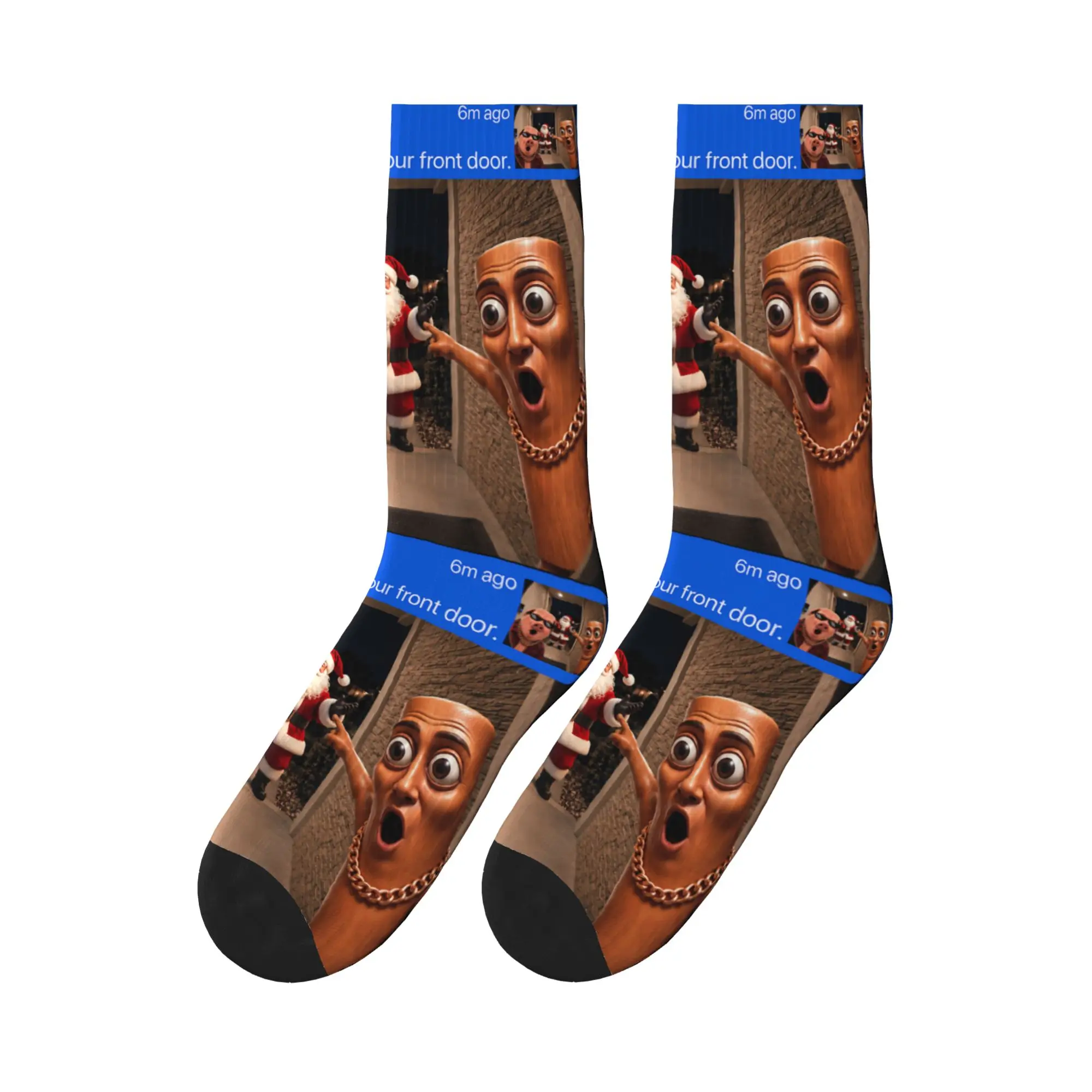 Motion Tung Tung Tung Sahur John Pork Christmas Stockings Men Socks Soft Socks Autumn Outdoor Sports Non Skid Graphic Socks Gift