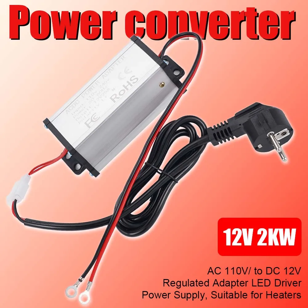 

AC 110V to DC 12V 25A High-Power Universal Power Converter With Power Cord Suitable for 12V 2KW 5KW Car Heater Car Accessories