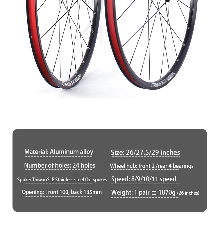 ROCKBAO 26/27,5/29 Zoll Mountainbike-Laufradsatz Sechs-Nagel-Straight-Pull 2/4 Lager 8-11 Gang 24H Aluminiumlegierung MTB Fahrradlaufrad – Detail 10