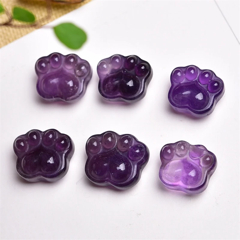 6PCS Natural Amethyst Cat Claws Carving Healing Gemstone Carved Figurine Gift Fashion Jewelry For Women Gift 15x12mm