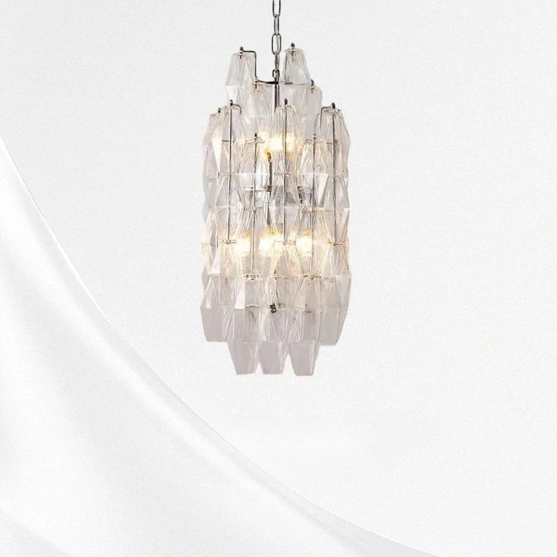 

French vintage glass living room chandelier antique-style dining room bedroom and study lamp artistic lighting fixture