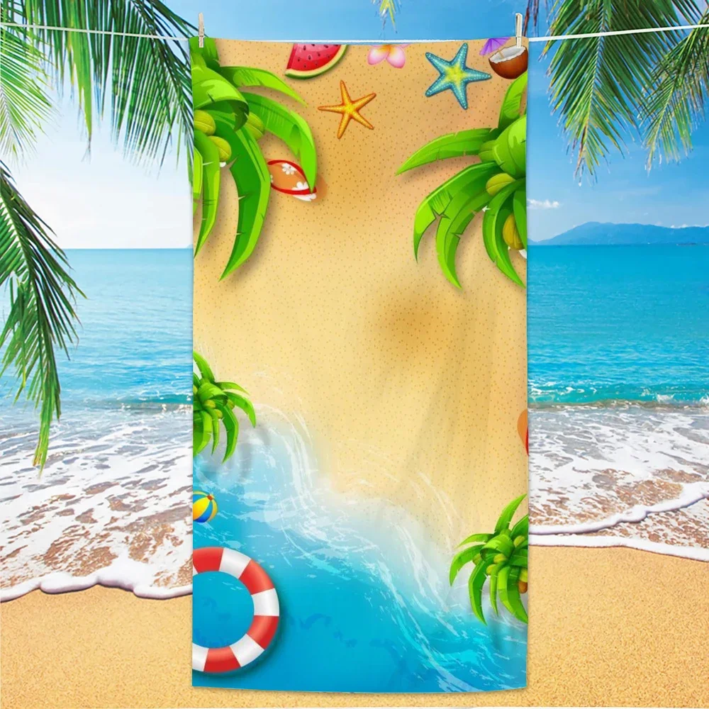 비치 패턴 비치 타월, 디지털 인쇄 얇은 속건성 모래 방지 마이크로 화이버 수영, 요가, 여행, 체육관, 선물용 경량