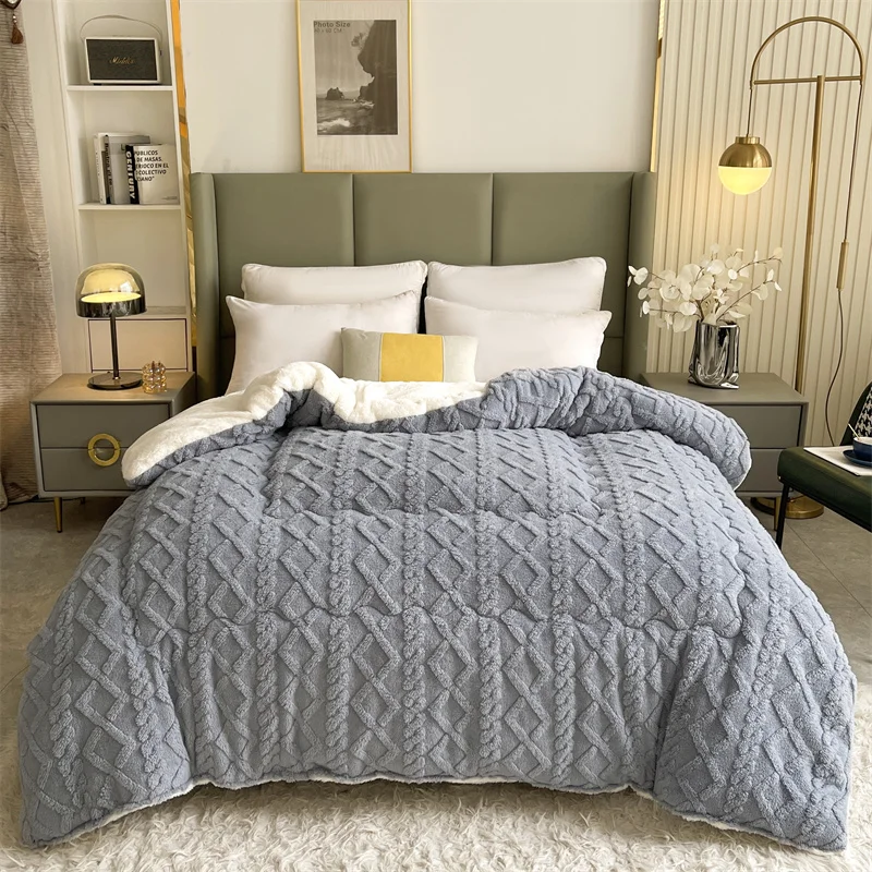 

New Super Thick Winter Warm Blanket for Bed Artificial Lamb Cashmere Weighted Blankets Soft Comfortable Warmth Quilt Comforter